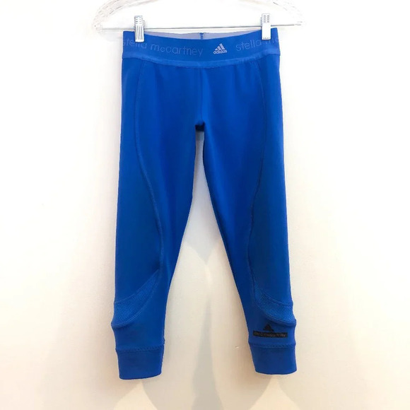 Adidas by Stella McCartney Blue Cropped Athletic Compression Baseball Legging XS - Picture 2 of 8